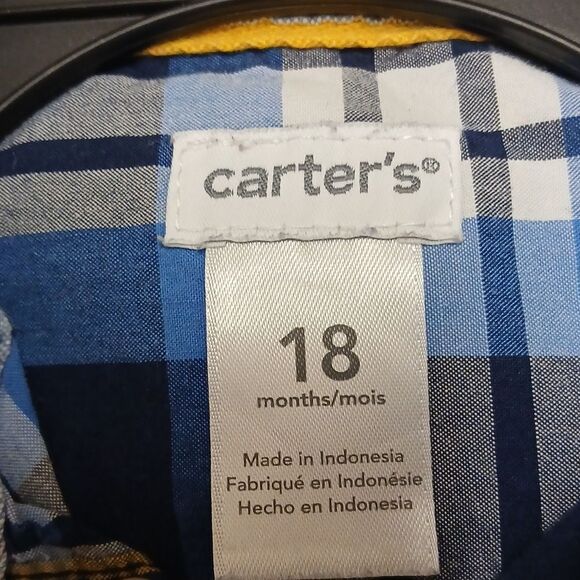 Kids Plaid and Solid Dress Shirts Set Bundle Of 3, Chaps, Carters bt Kid 18M - Picture 7 of 15